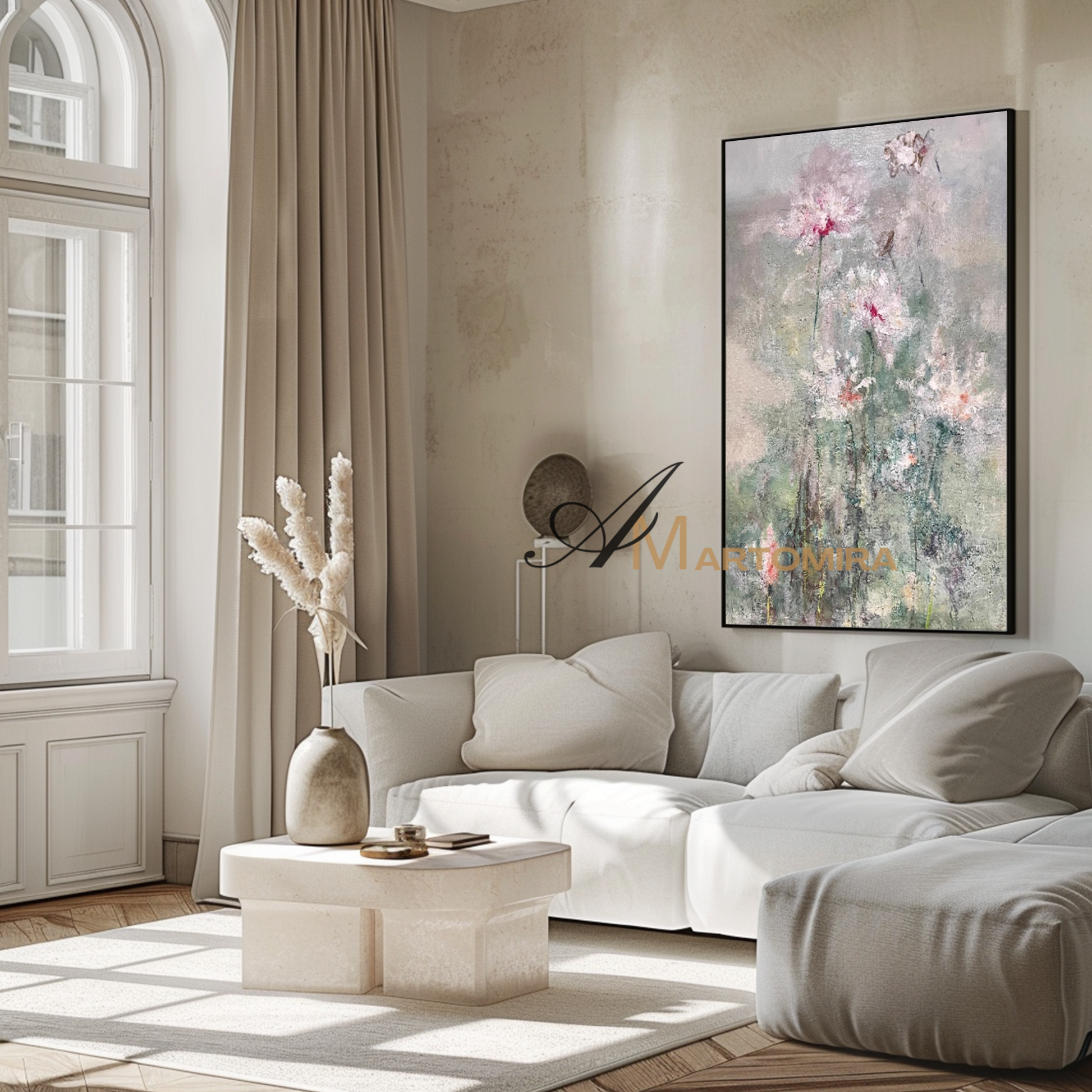 Flower Canvas Painting | Impressionist Flowers | Floral Wall Art For Living Room | Acrylic Paint #MF088