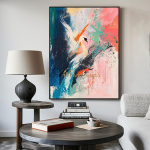 Crane Painting | Large Colorful Wall Art | Abstract Painting For Living Room | Canvas Wall Art #CA083