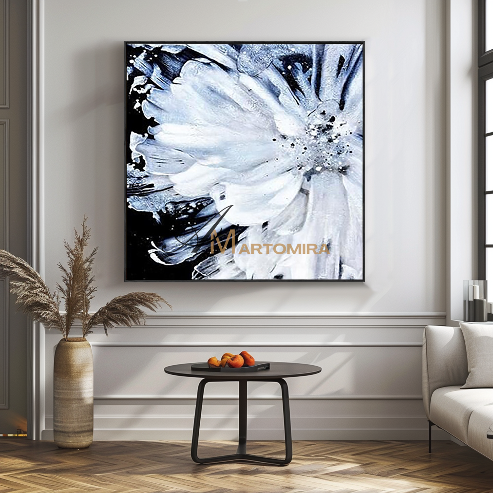 Abstract Painting Floral | White Flower Painting | Large Floral Canvas Wall Art #MF104