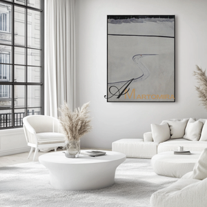 Minimalist Wall Art | Black And White Canvas Art | Abstract Art | Minimalist Wall Art For Living Room #MF105