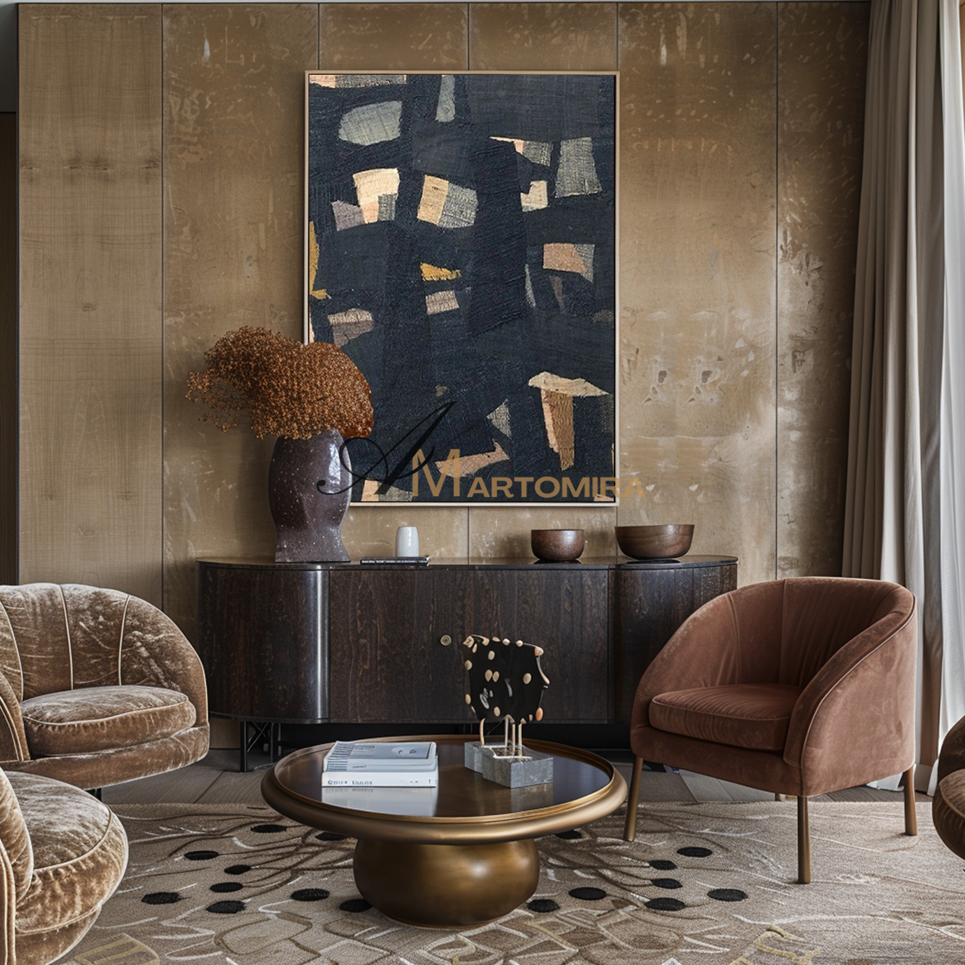 Geometric Wall Art | Large Abstract Wall Art | Large Blue Abstract Wall Art #MF143