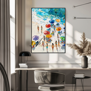 Painting On The Beach | Ocean Wall Art | Beach Landscape Painting | Abstract Painting Of Beach #POS102