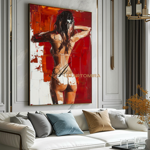 Women Body Painting | Naked Female Art | Red Abstract Wall Art | Feminine Wall Art For Bedroom #AP121