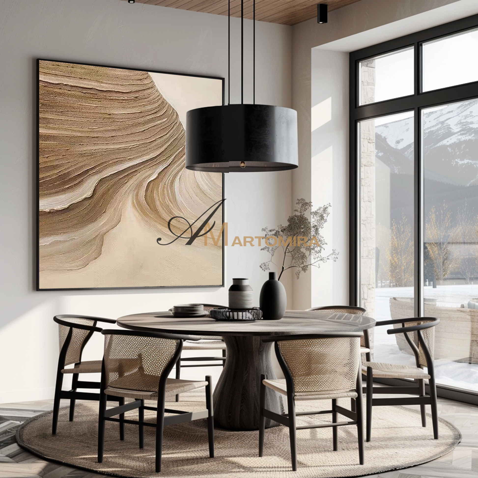 abstract landscape painting | beach landscape painting | brown abstract wall art #MF141