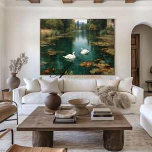 Landscape Art | Lake Wall Art | Green Landscape Painting | Landscape Oil On Canvas  #CL097
