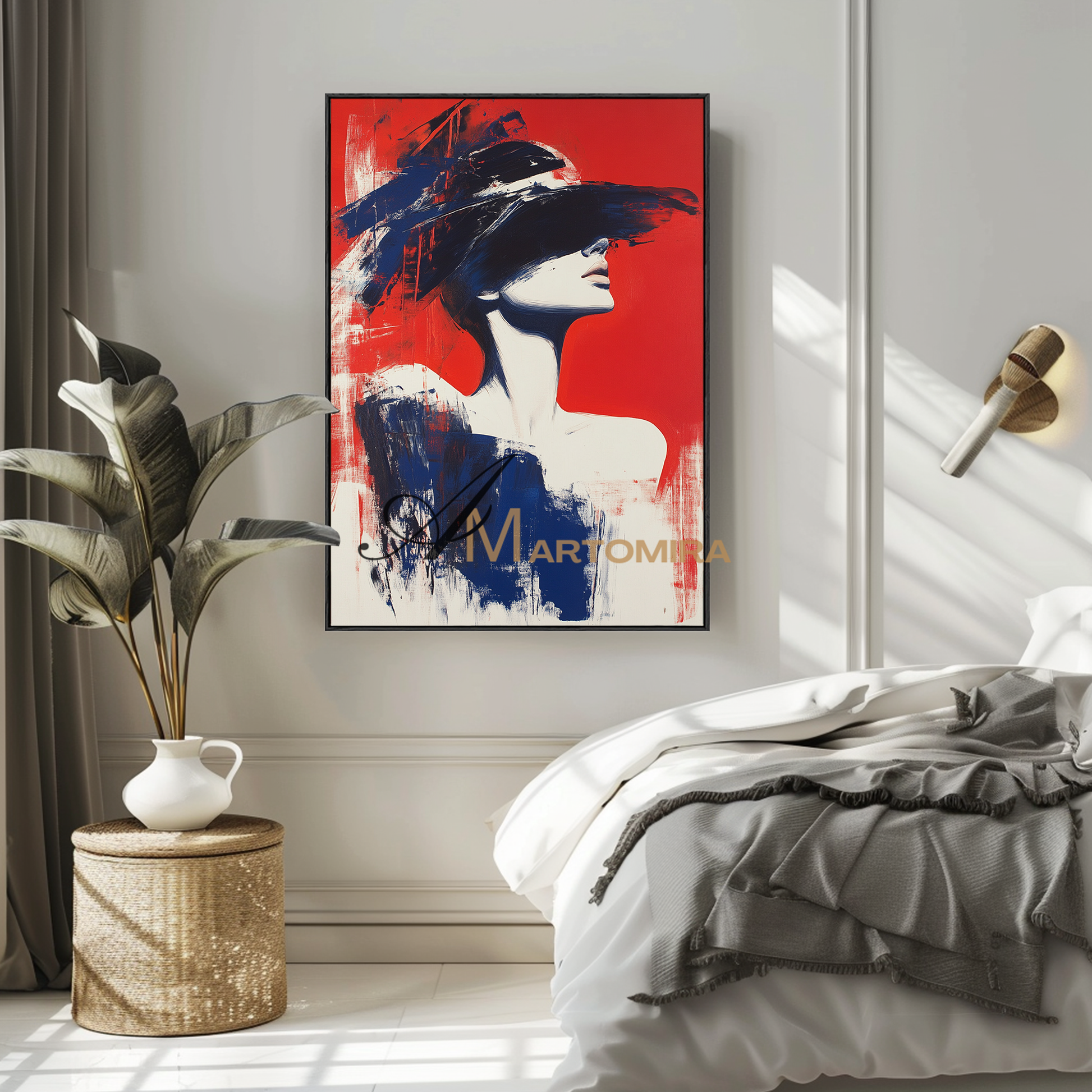 Painting Art Woman | Abstract Woman Painting | Red Abstract Wall Art | Large Painting For Living Room #AP126