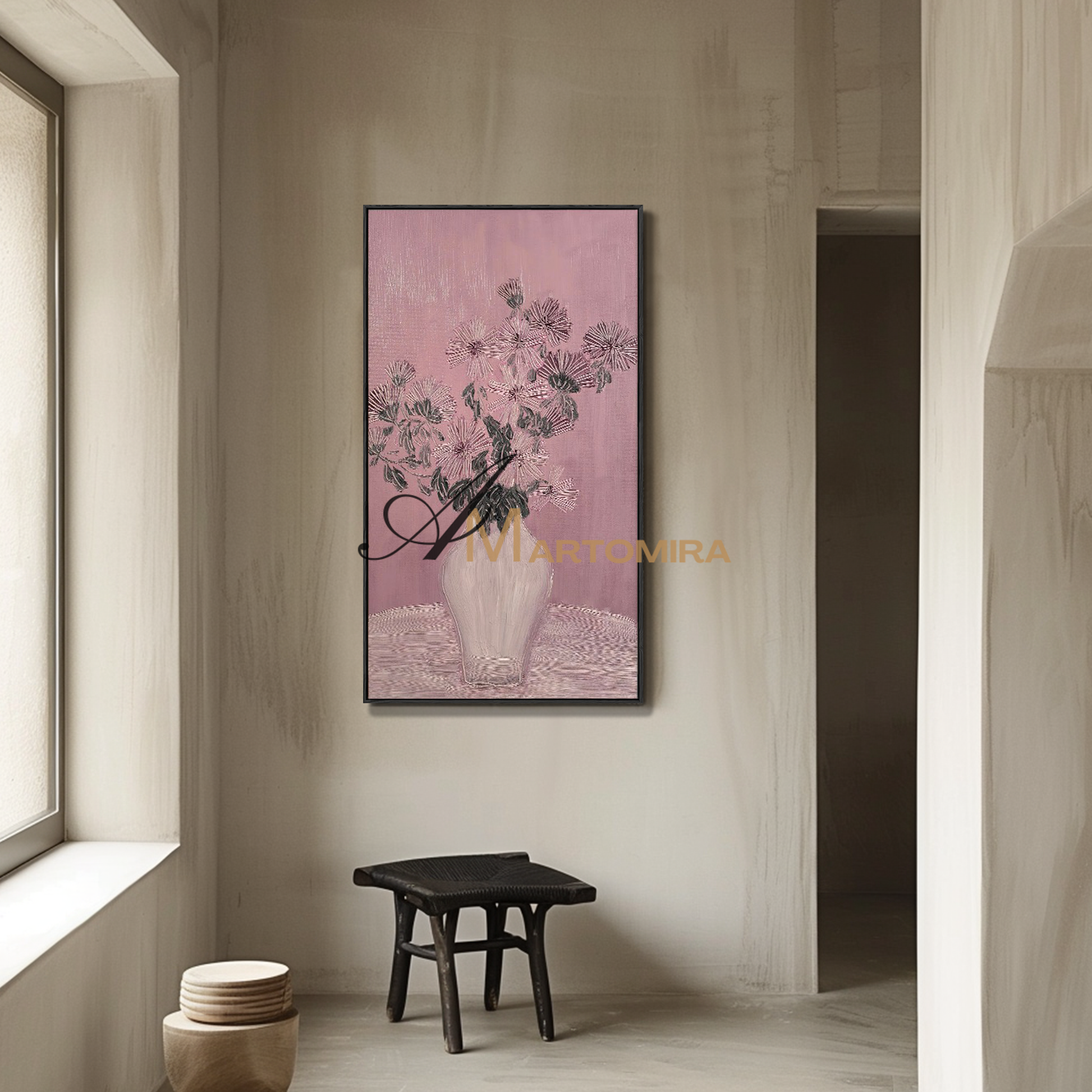 Acrylic Flower Painting | Pink Flower Painting | Floral Wall Art For Living Room #MF101