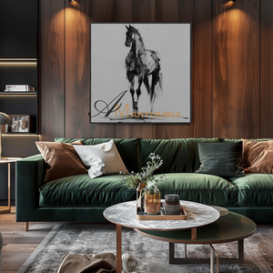 Horse Wall Art | Animal Paintings | Acrylic Painting On Canvas | Black And White Canvas Art #MF112