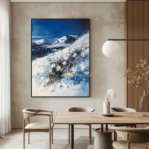 Acrylic Flower Painting | Snow Mountain Painting | Mountain Wall Art | Abstract Floral Wall Art #CF111