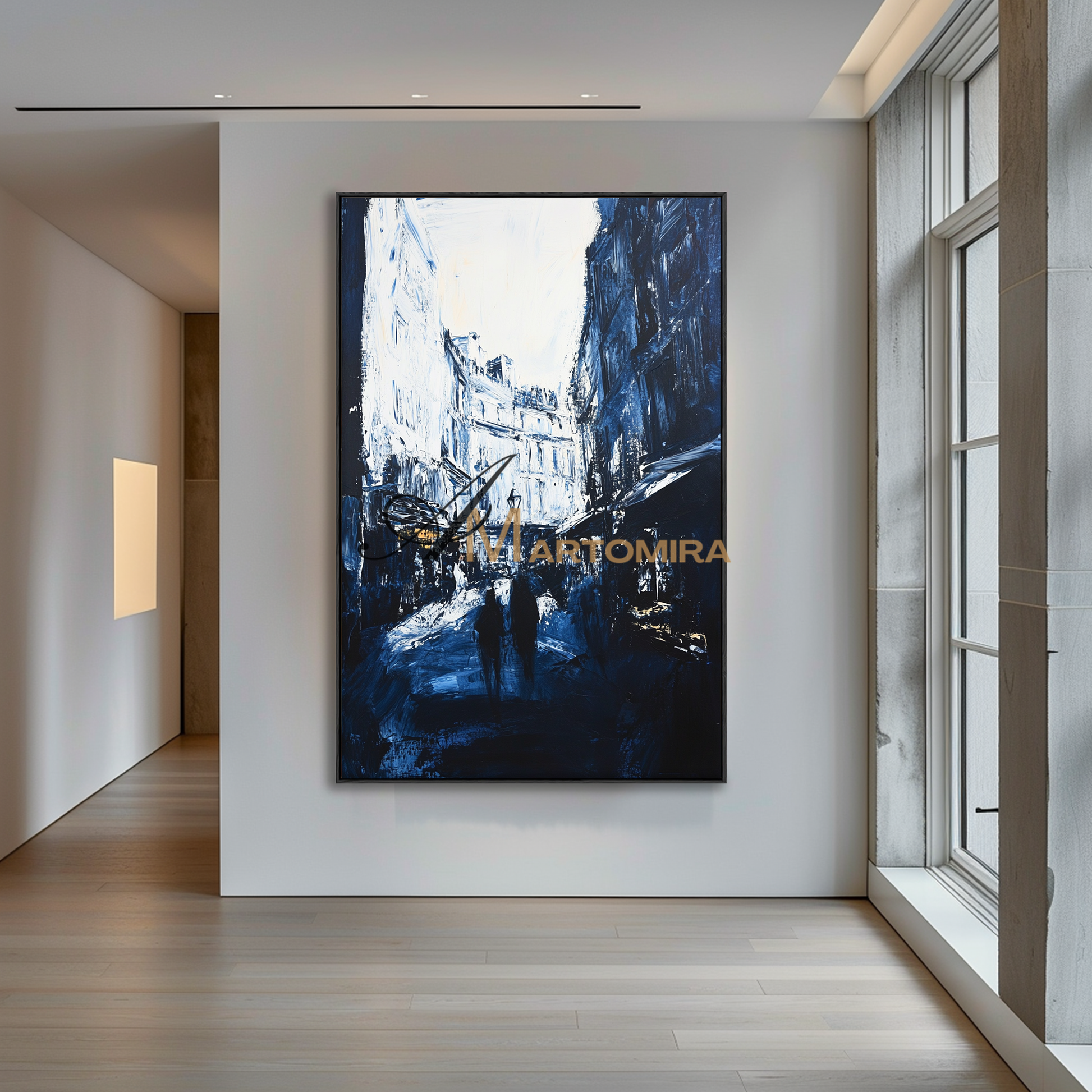 Abstract Wall Art | Black And White Paintings Abstract | Handmade Paintings For Living Room | Abstract Cityscape Painting #CL095