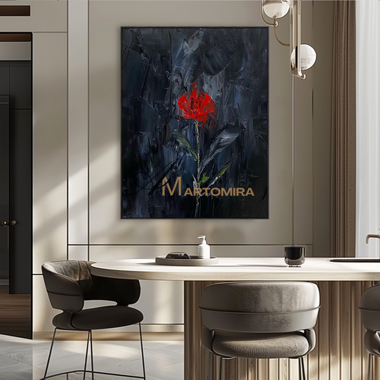 Abstract Painting Floral | Textured Wall Art | Rose Canvas Wall Art | Large Canvas Floral Wall Art #MF121
