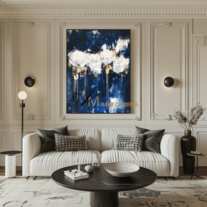 Flower Wall Art | Flower Abstract Painting | Black And White Wall Art | Abstract Painting For Living Room #CF114