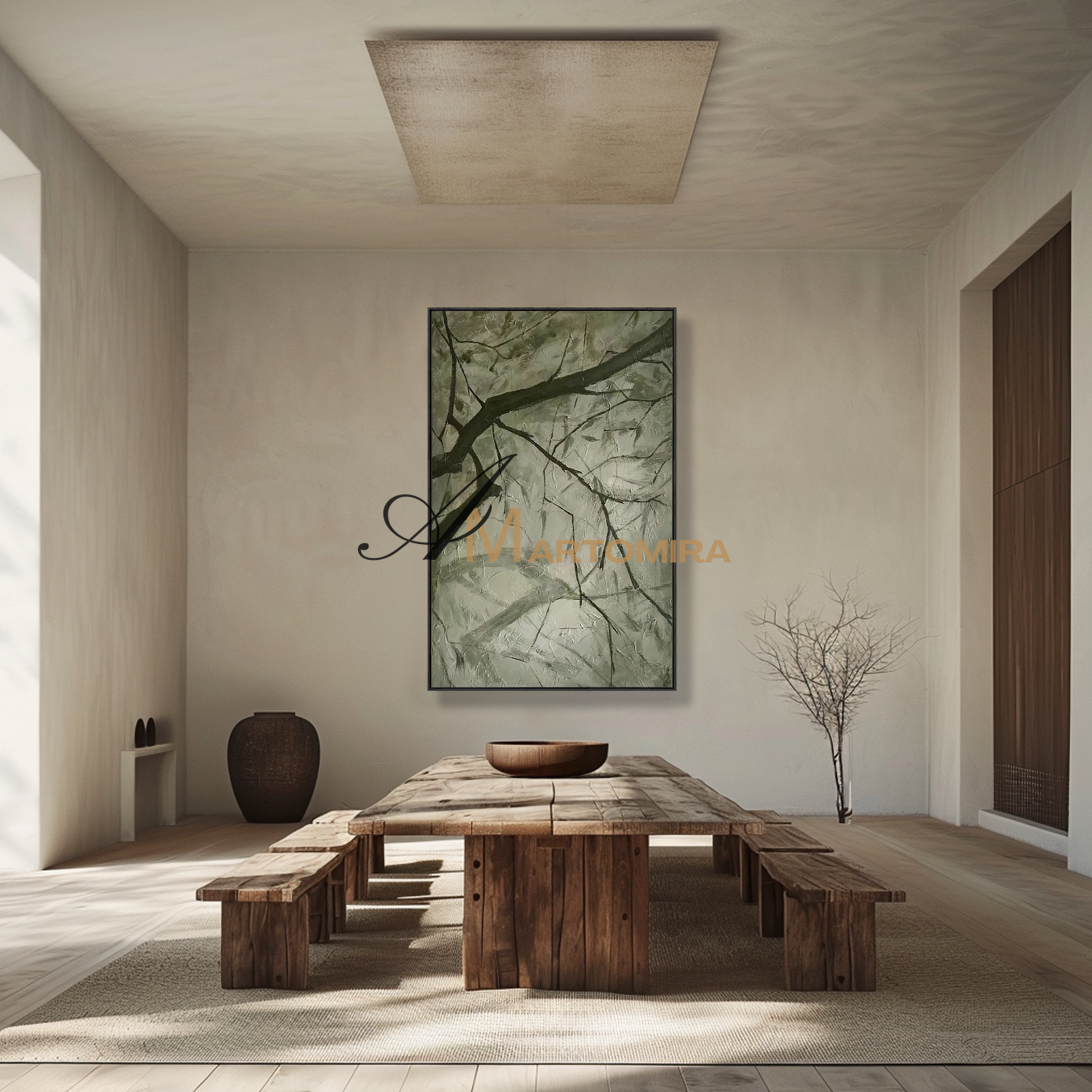 Painting The Tree | Green Wall Art | Abstract Tree Painting | Tree Branch Wall Art #MF084