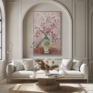 Abstract Floral Painting | Flowers In A Vase Painting | Pink Flower Painting | Canvas Wall Art #MF093