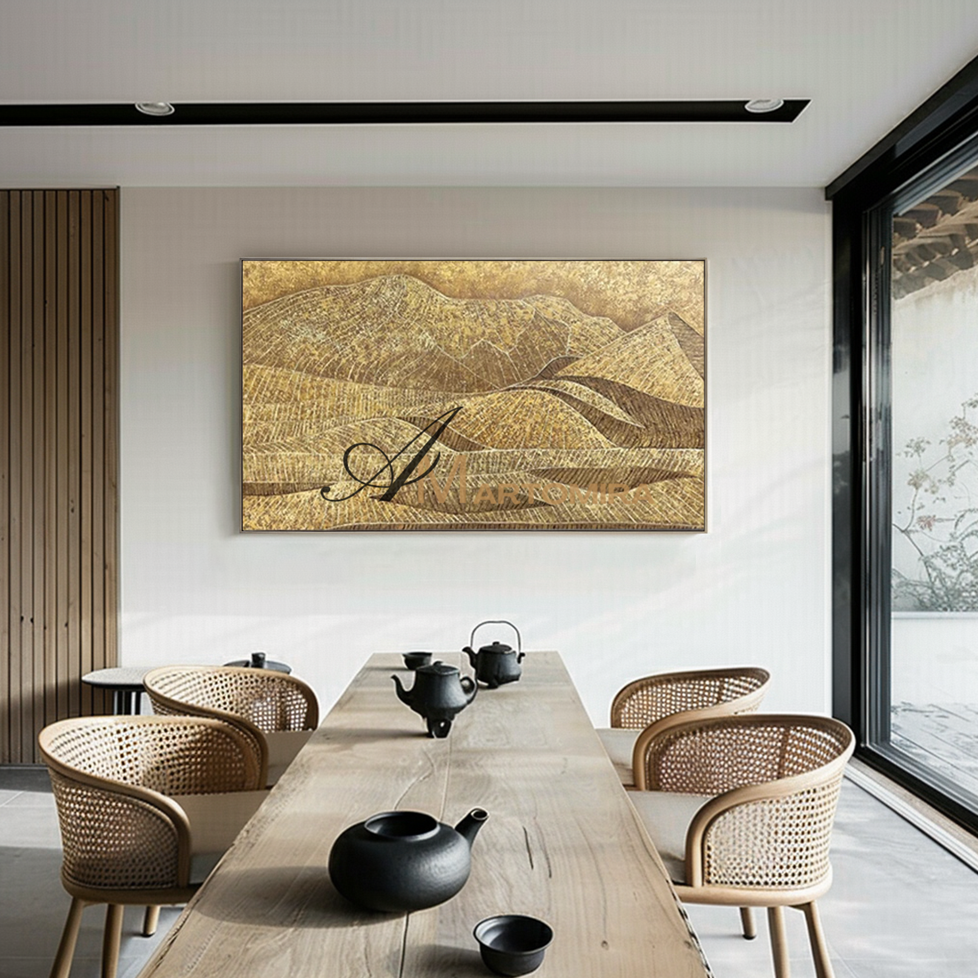 Abstract Landscape Painting | Gold Wall Art | Mountain Landscape | Art Acrylic Wall Art #MF095