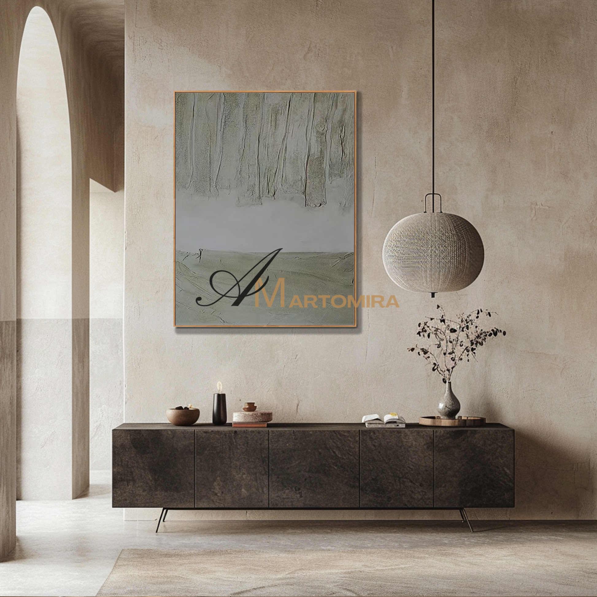 Large Abstract Wall Art | Green Wall Art | Contemporary Living Room Wall Decor #MF100