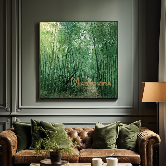 Green Wall Art | Bamboo Wall Art Decor | Large Art For Living Room Walls | Wall Art Decor #MF087
