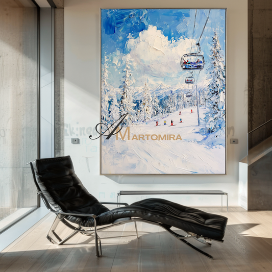 Landscape Wall Art | Winter Wall Art | Ski Painting | Snowy Landscape Art  #CL098