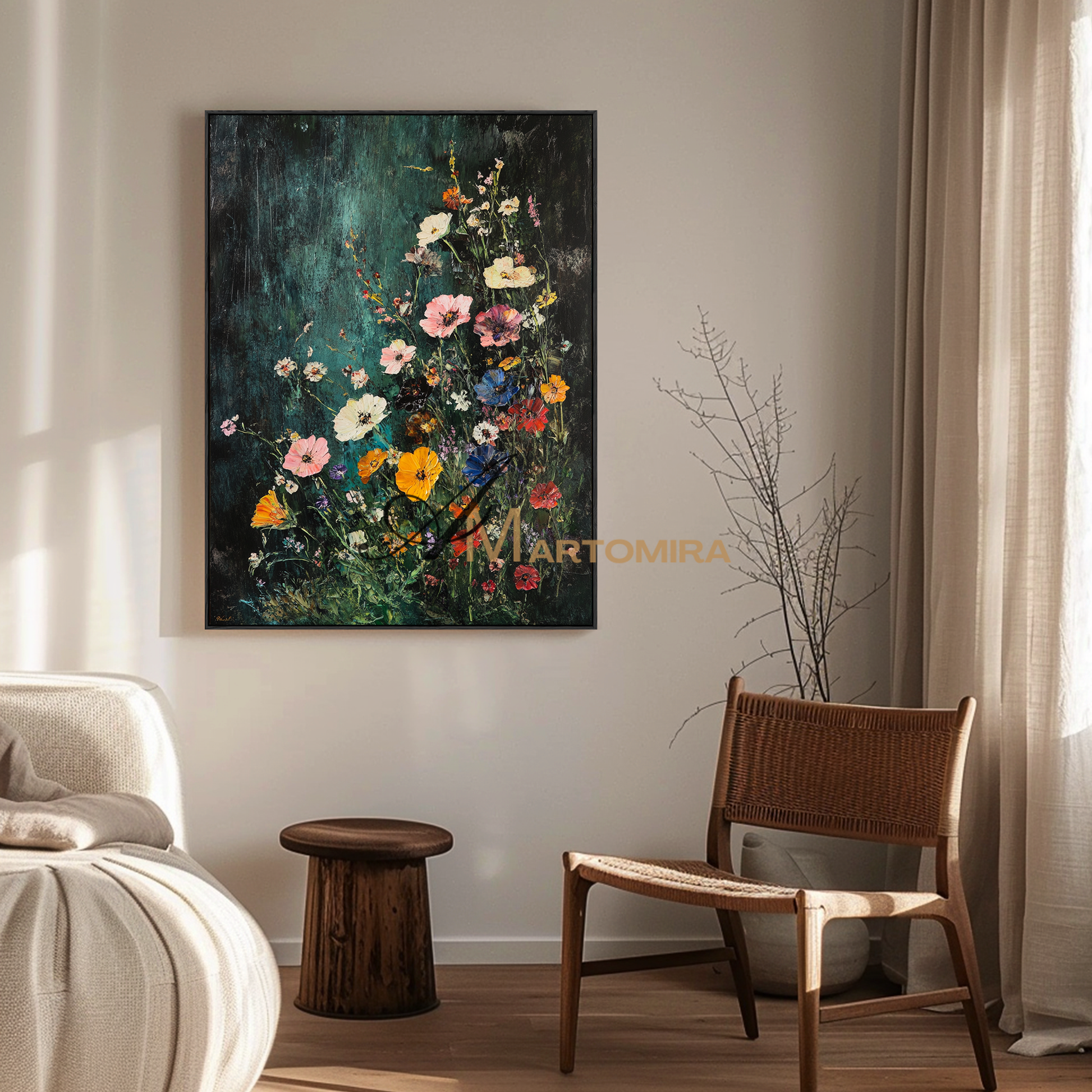 Flower Painting | Colorful Abstract Wall Art | Extra Large Floral Wall Art | Modern Wall Decor Art #CF110