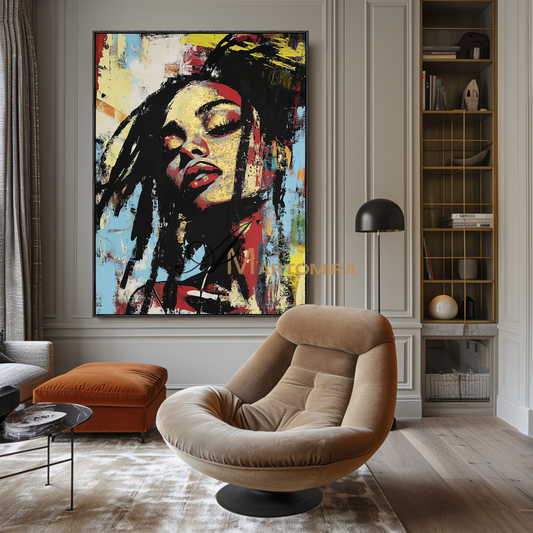 Painting Art Woman | Modern Portrait Artists | Black Woman Canvas Wall Art | Modern Abstract Wall Art #AP133