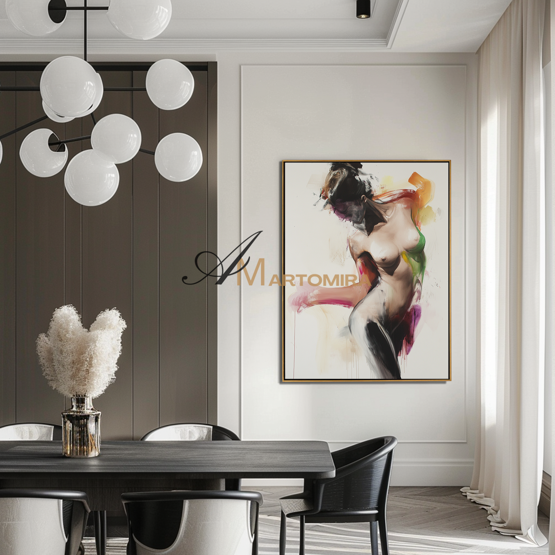 Colorful Abstract Painting | Women Body Painting | Nude Female Art | Large Abstract Canvas Wall Art #AP125