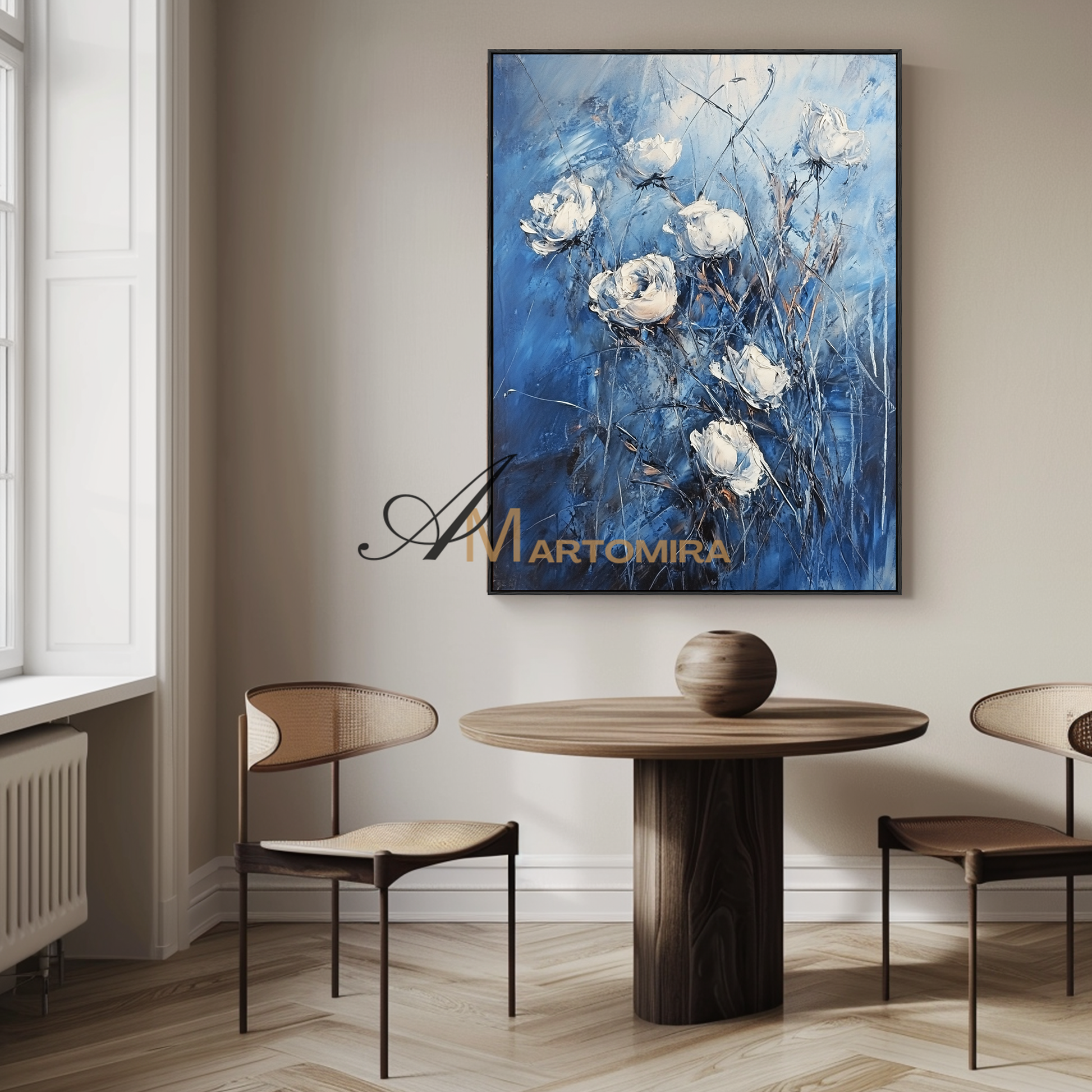 Abstract Floral Painting | Blue Floral Canvas Wall Art | Decorative Wall Art | Modern Wall Decor Art #CF107