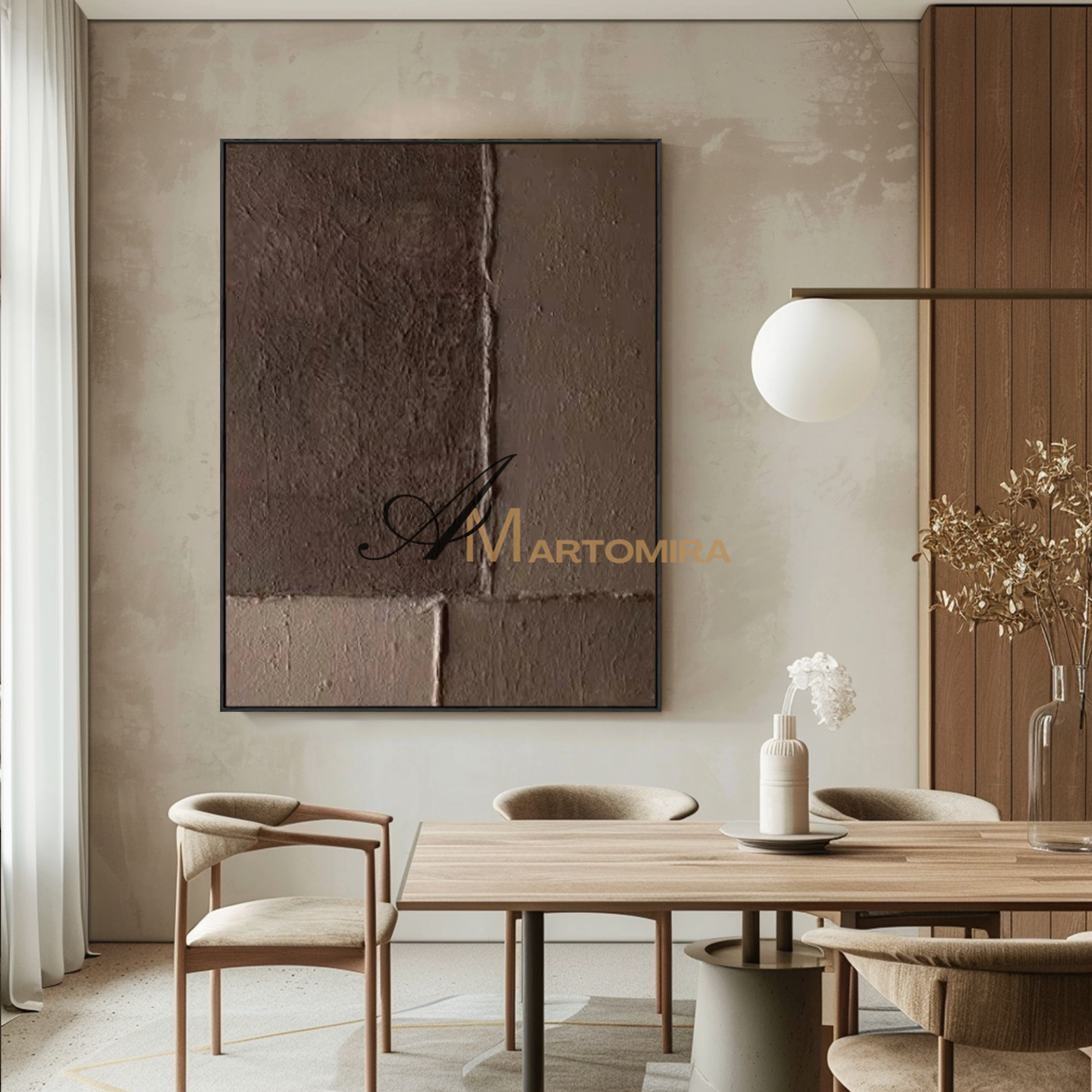Wabi-Sabi Wall Art | Abstract Wall Art Paintings | Dark Brown Wall Art | Textured Wall Art Decor #MF136