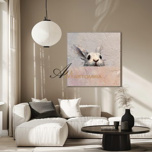 Rabbit Painting | Animal Paintings | Pink Wall Art | Large Animal Canvas Wall Art | Acrylic Paint #CA085