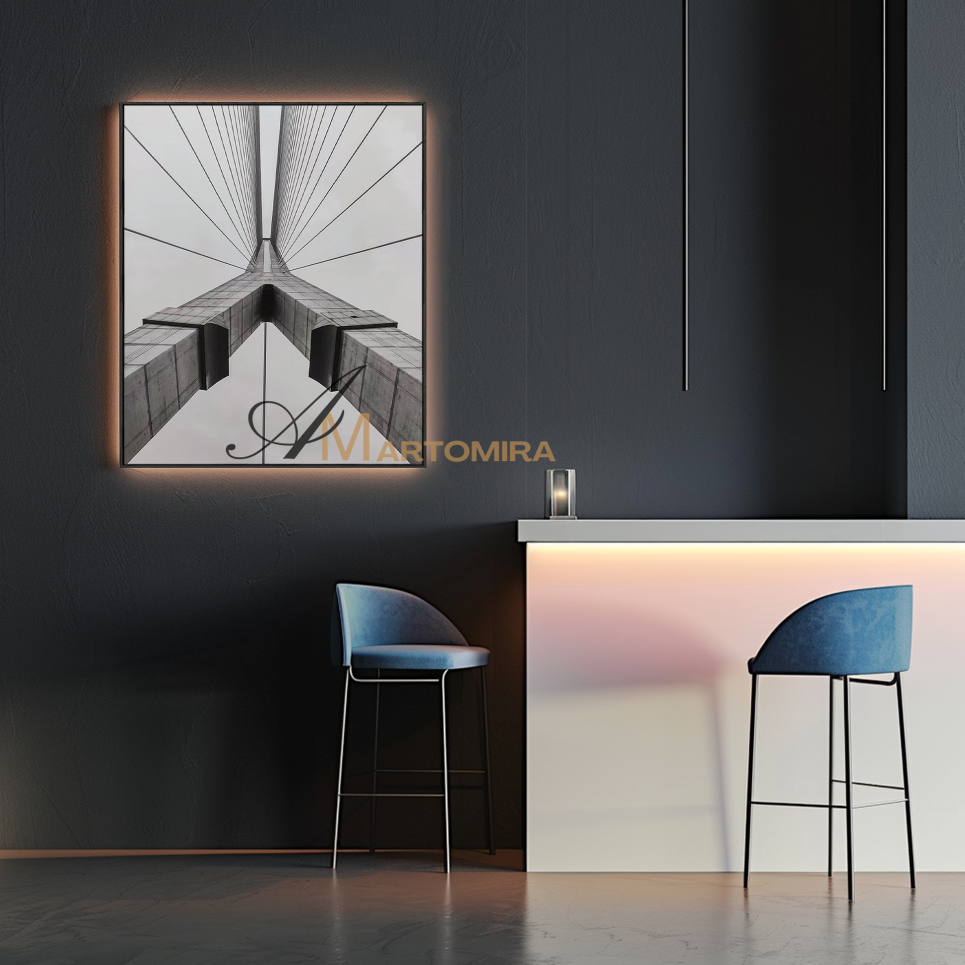 Abstract Wall Art | Bridge Painting | Minimalist Wall Art For Living Room | Black And White Art #MF140