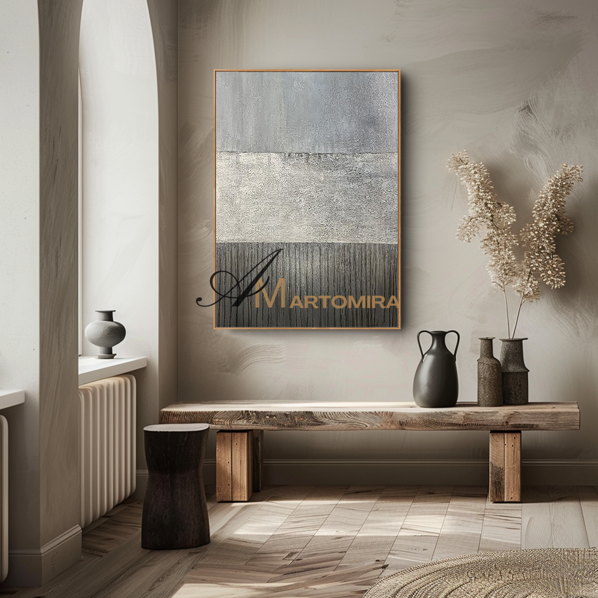 Abstract Canvas Art | Extra Large Canvas Wall Art | Black And grey Abstract Painting #MF123