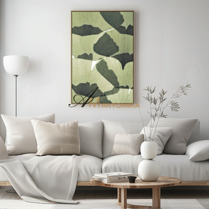 Canvas Wall Decor | Green Wall Art | Ginkgo Leaf Wall Art | Extra Large Framed Wall Art #MF114