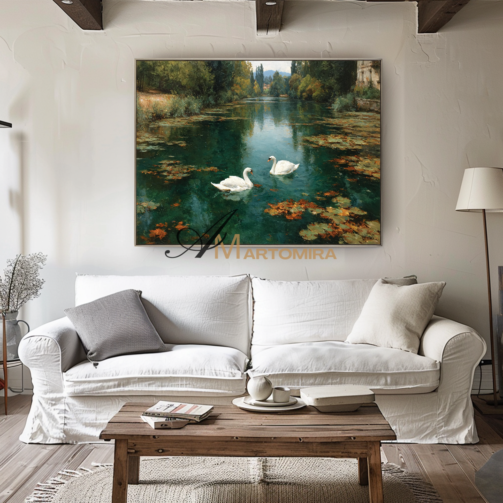 Landscape Art | Lake Wall Art | Green Landscape Painting | Landscape Oil On Canvas  #CL097