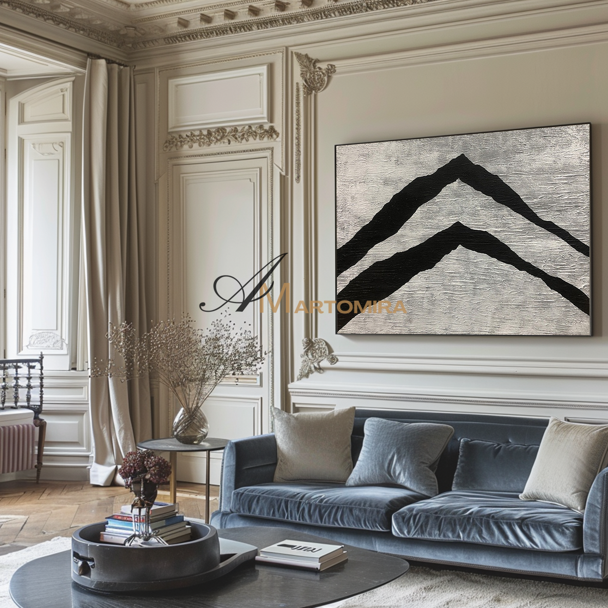 Textured Wall Art | Abstract Painting Mountains | Black And Beige Wall Art | Decorative Wall Art #MF133