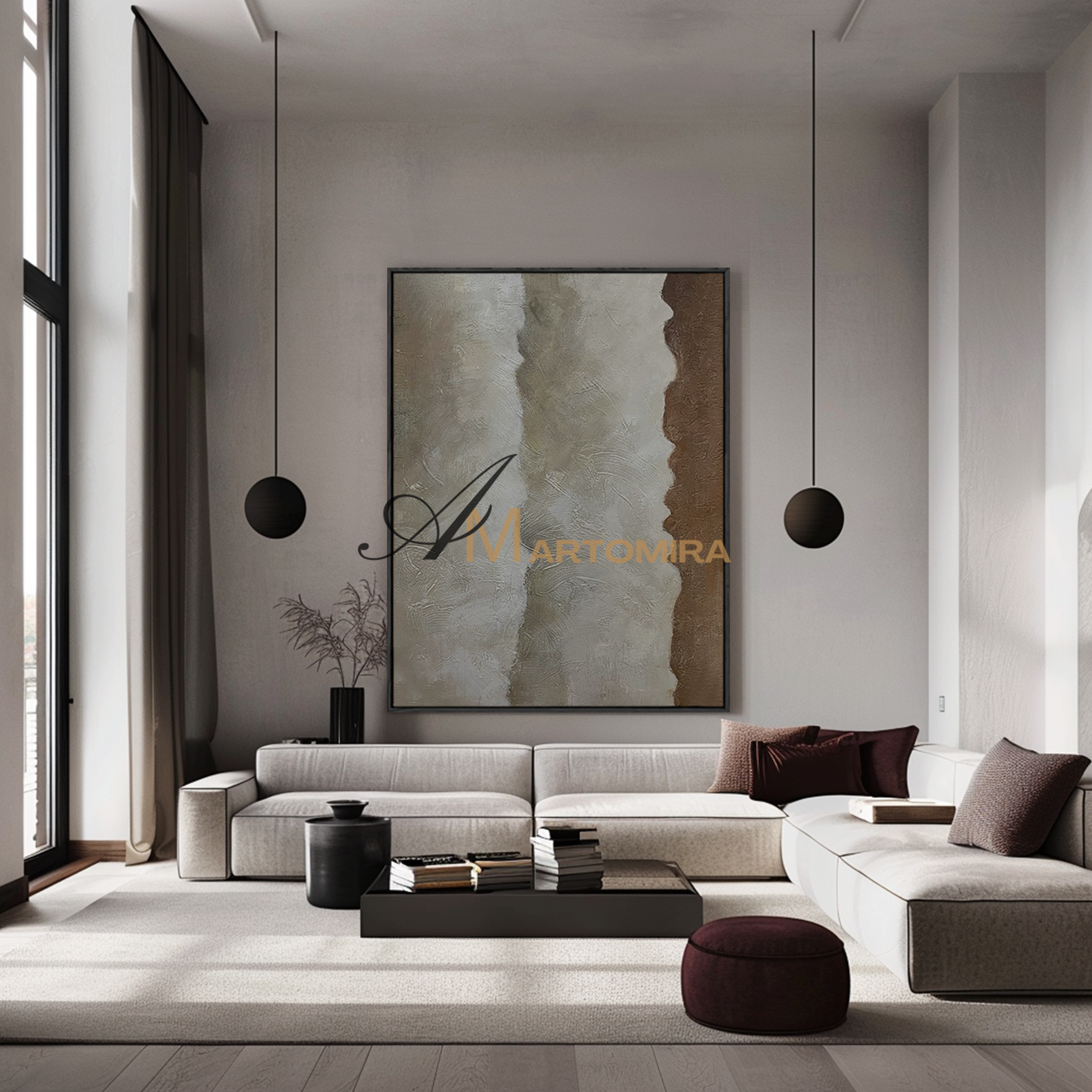 Abstract Landscape Painting | Beach Landscape Painting | Neutral Canvas Wall Art #MF147