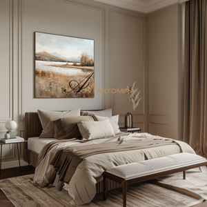 Landscape Art Paintings | Autumn Landscape Art | Mountain Lake Wall Art | Landscape Wall Art For Living Room #CL101