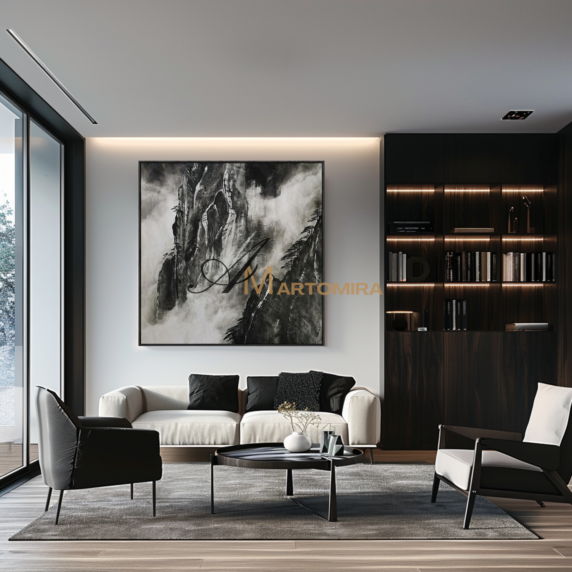Landscape Wall Art | Mountain Landscape Art | Black And White Wall Art | Decorative Wall Art #MF119