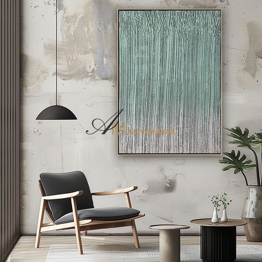 Abstract Wall Art | Bamboo Wall Art | Green And Blue Abstract Painting | Wall Decorations #MF134