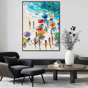 Painting On The Beach | Ocean Wall Art | Beach Landscape Painting | Abstract Painting Of Beach #POS102