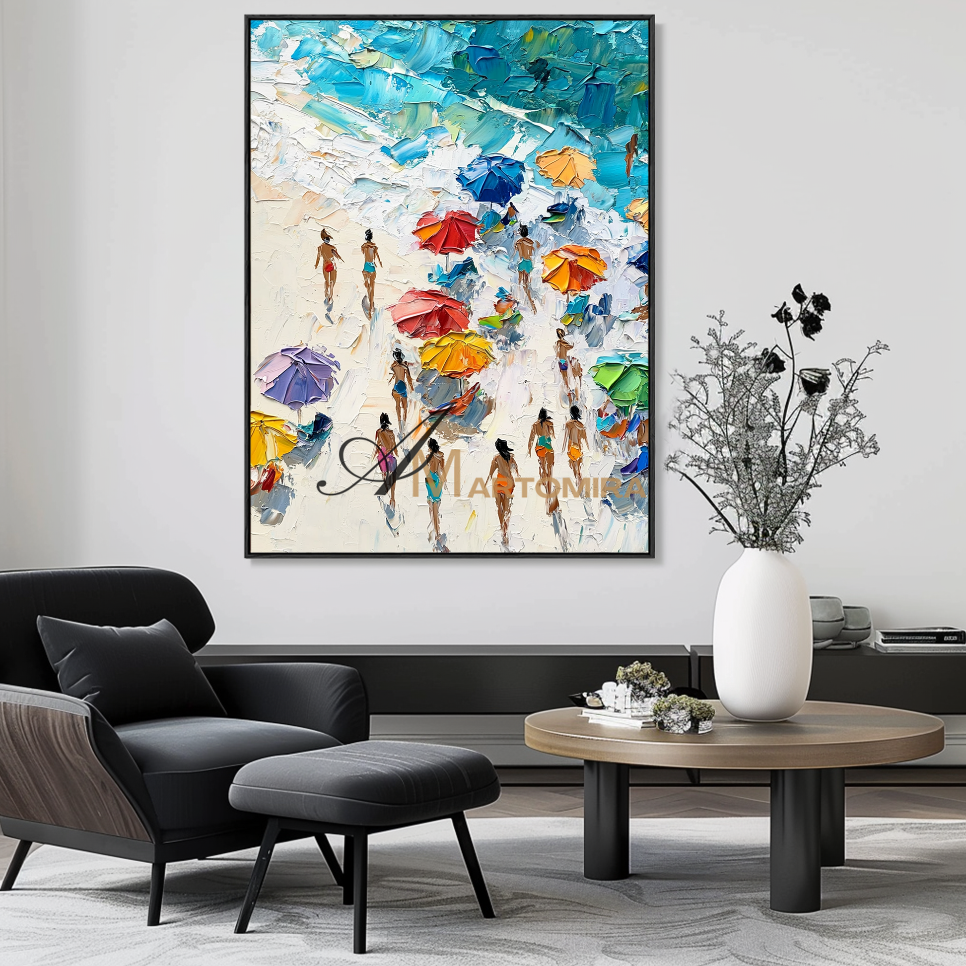 Painting On The Beach | Ocean Wall Art | Beach Landscape Painting | Abstract Painting Of Beach #POS102