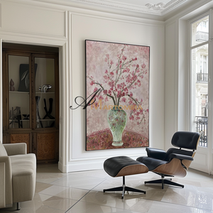 Abstract Floral Painting | Flowers In A Vase Painting | Pink Flower Painting | Canvas Wall Art #MF093