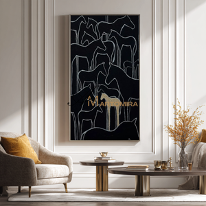 Horse Wall Art | Abstract Geometric Art | Contemporary Living Room Wall Decor | Black Wall Art #MF097