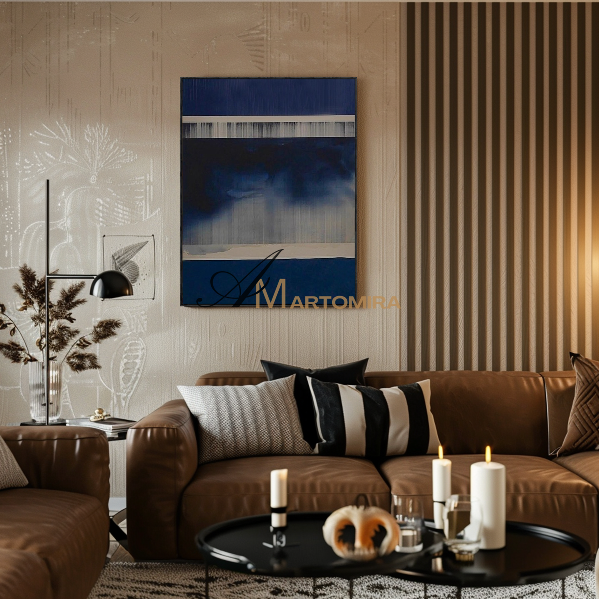 Abstract Wall Art | Abstract Minimalist Art | Black And Blue Abstract Painting | Canvas Paint #MF099