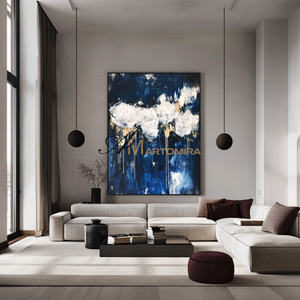 Flower Wall Art | Flower Abstract Painting | Black And White Wall Art | Abstract Painting For Living Room #CF114