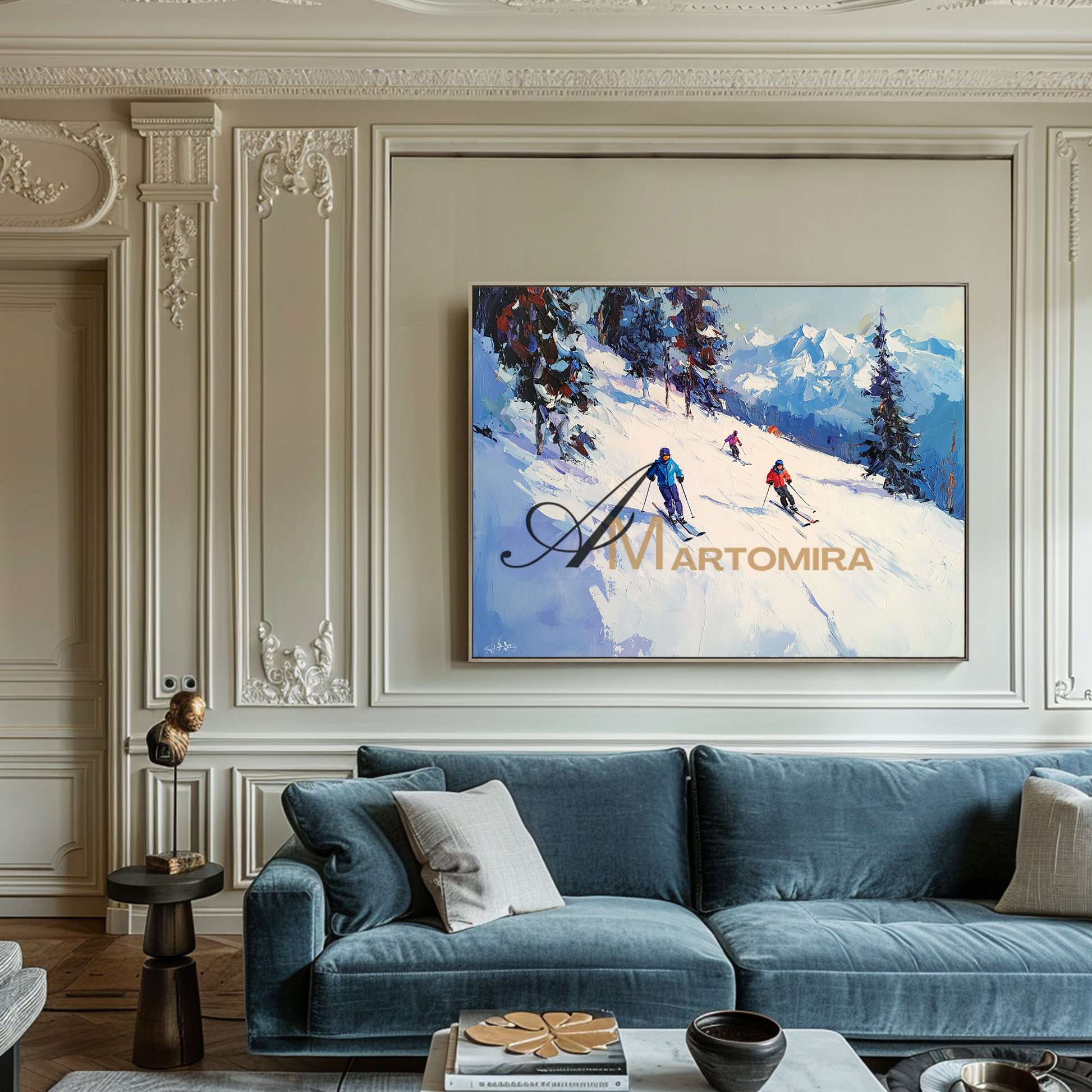 Landscape Wall Art | Snowy Landscape Art | Snow Mountain Painting | Ski Painting | Canvas Painting Wall Decor #CL100