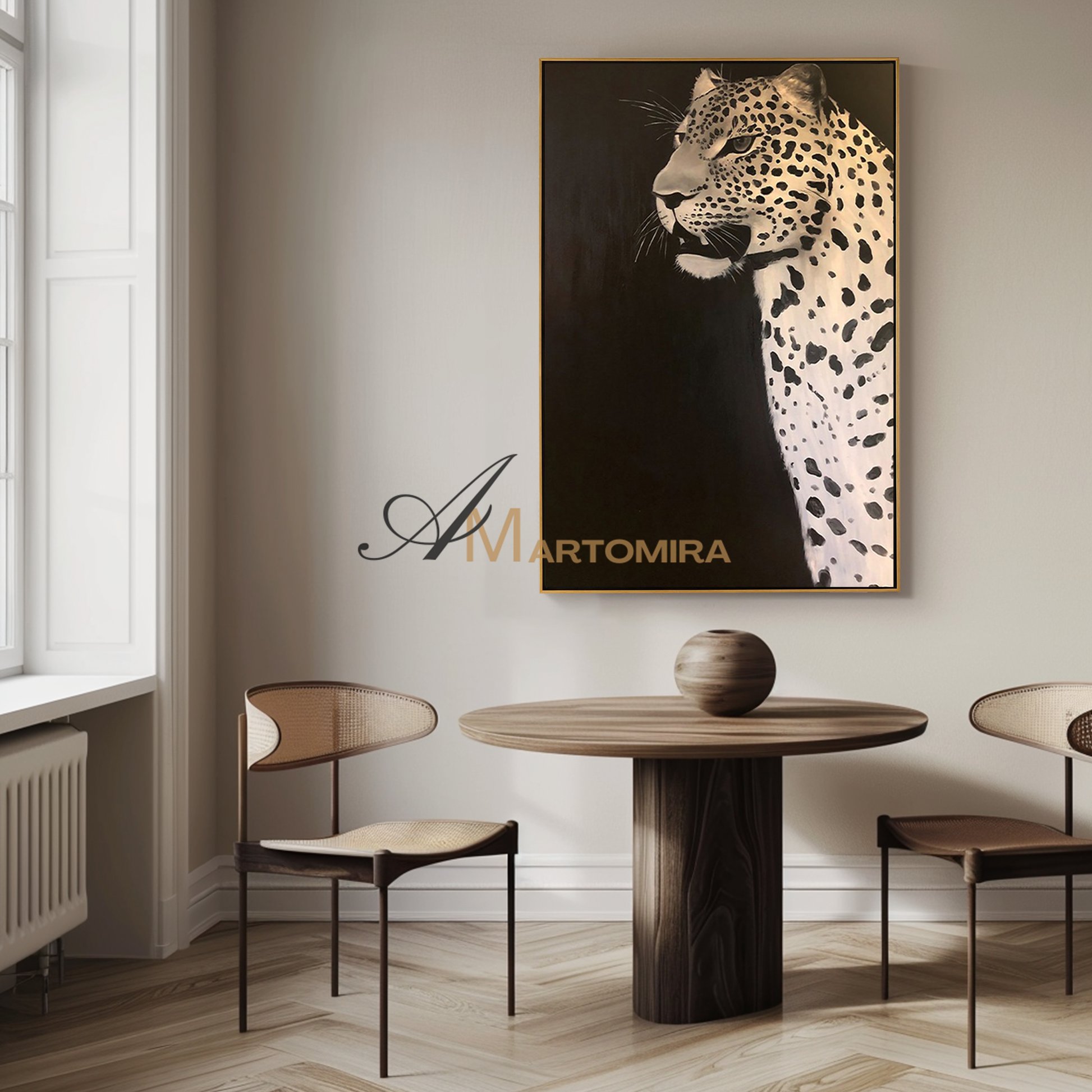 animal paintings | painting of a leopard | gold acrylic paint | large animal canvas wall art #MF146