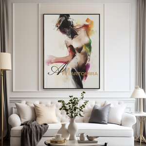 Colorful Abstract Painting | Women Body Painting | Nude Female Art | Large Abstract Canvas Wall Art #AP125