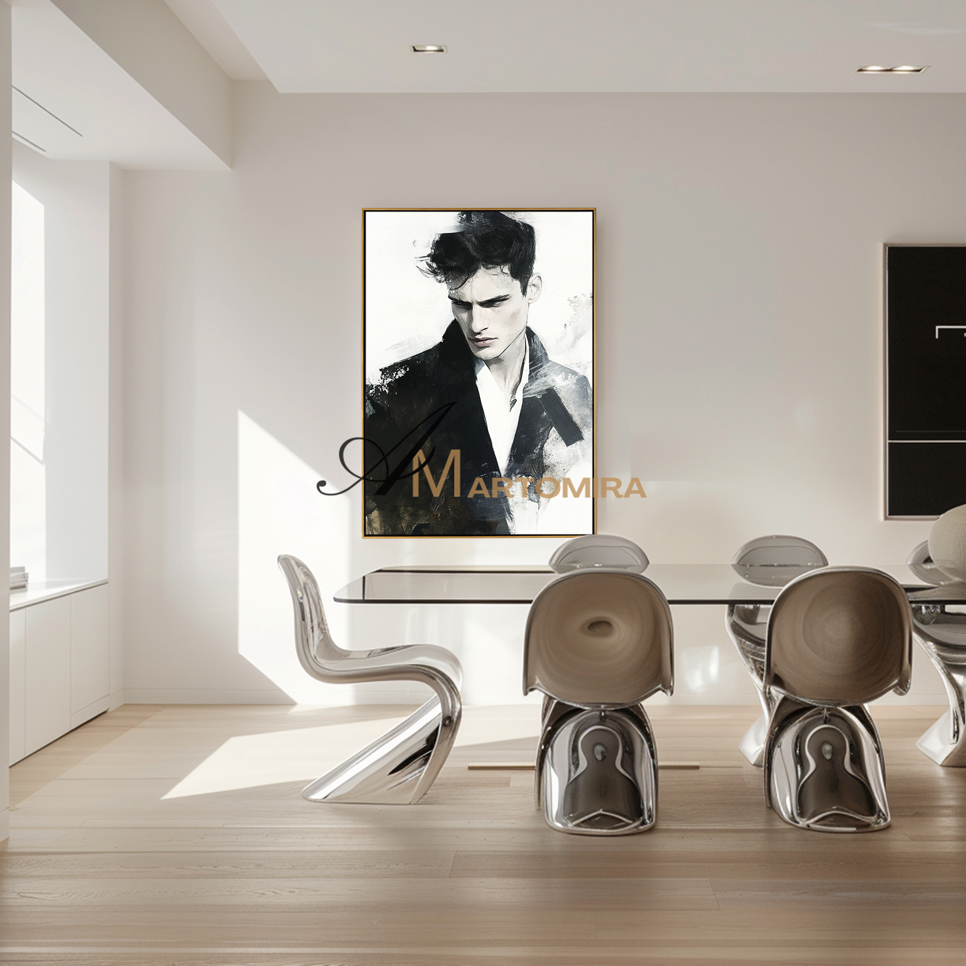 Portrait Painting | Portrait Of A Man | Black And White Canvas Art | Wall Art Decor #AP128