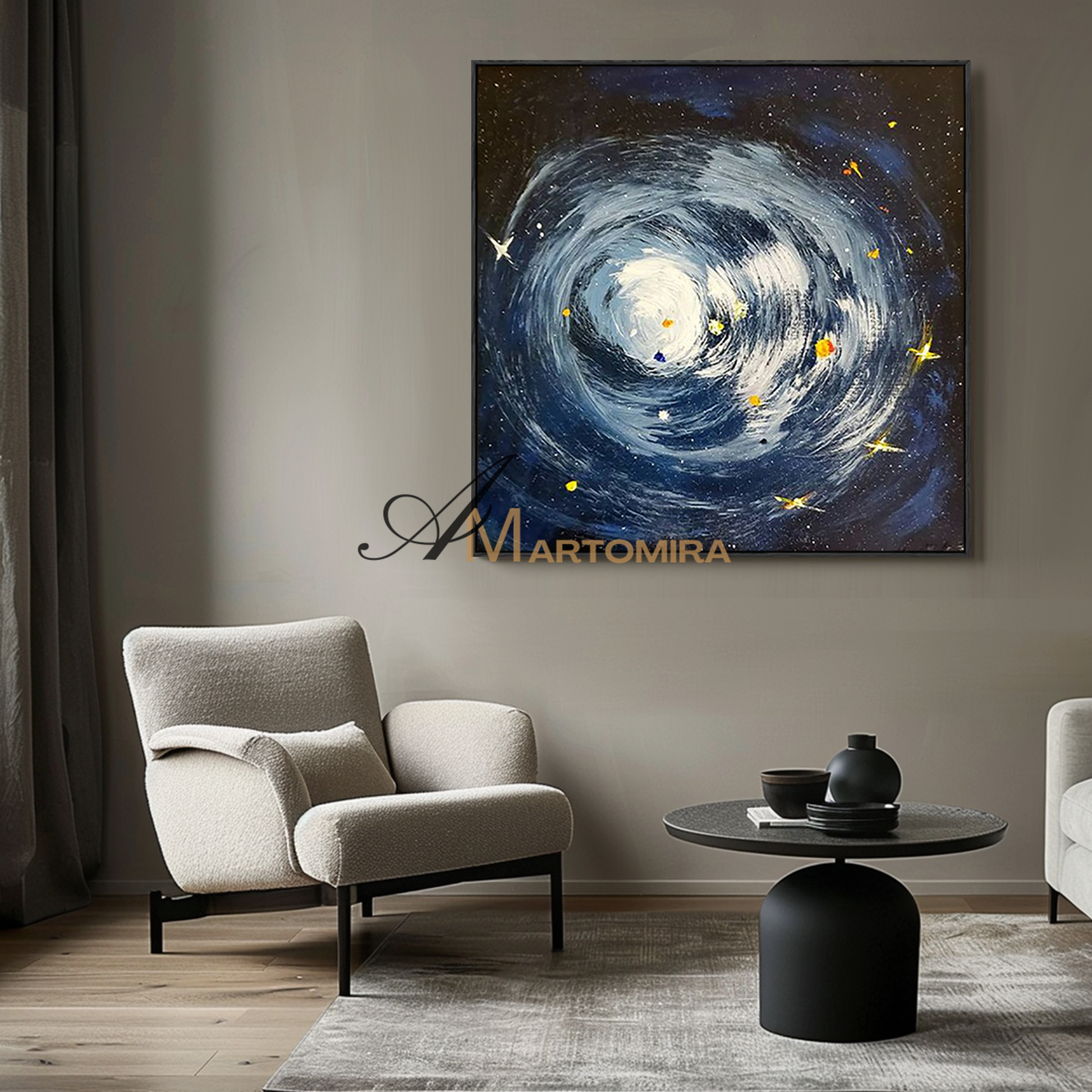 Starry Wall Art | Cosmic Painting | Blue Wall Art | Painting Children'S Rooms | Modern Wall Decor Art #MF122