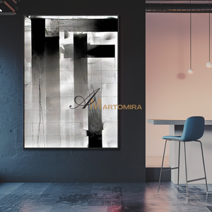 Large Abstract Wall Art | Black And White Abstract Wall Art | Minimalist Canvas Wall Art #MF124