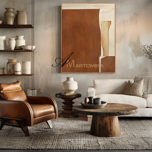 Minimalist Wall Art | Abstract Art Wall Decor | Wabi Sabi  Art | Brown And Beige Wall Art #MF111